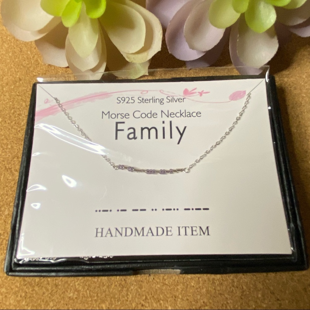 Family Morse Code Necklace S925 Sterling Silver Lilac